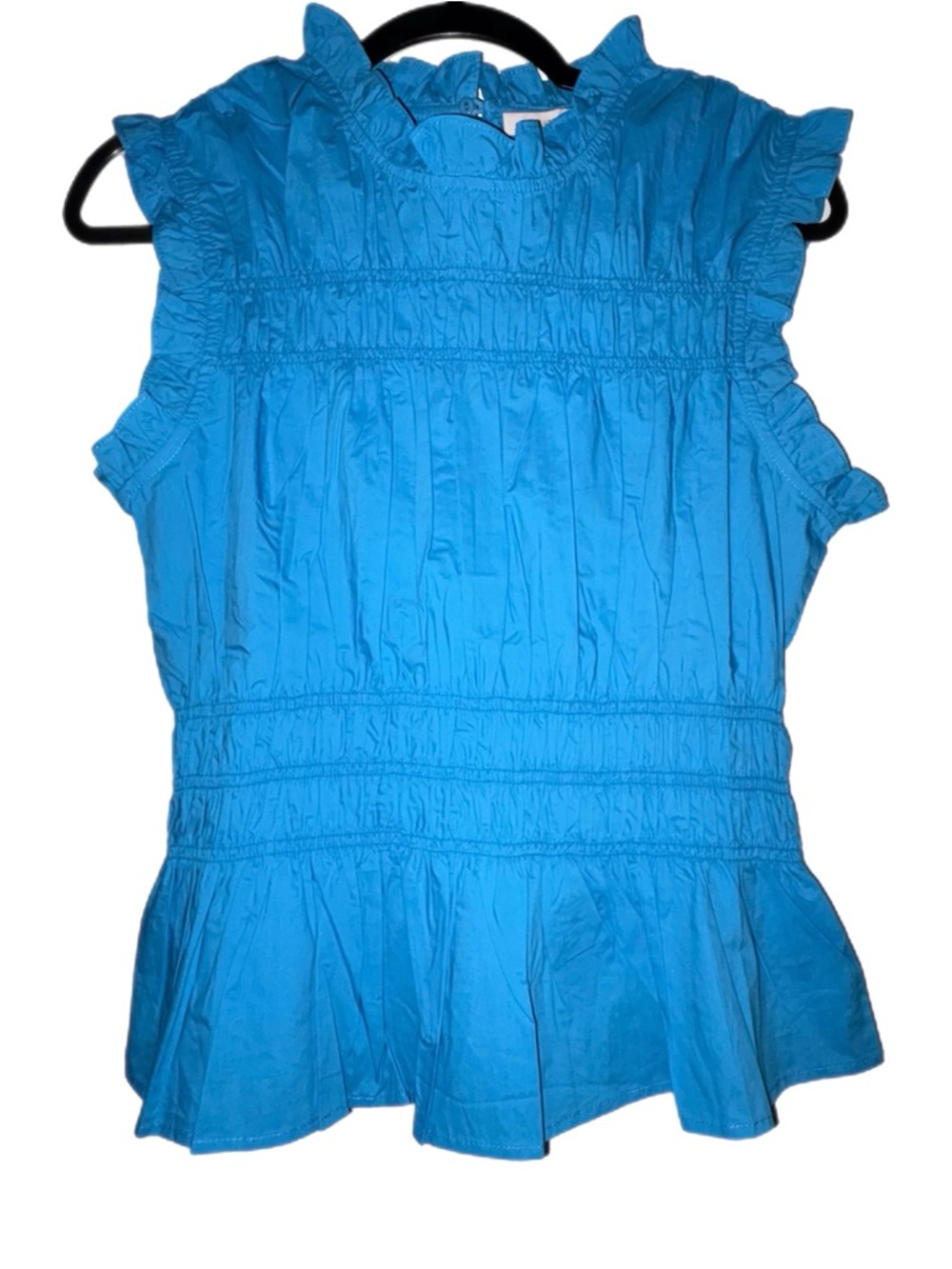 Skies Are Blue Blue Ruffled Sleeveless Smocked Peplum Top - Women Medium New